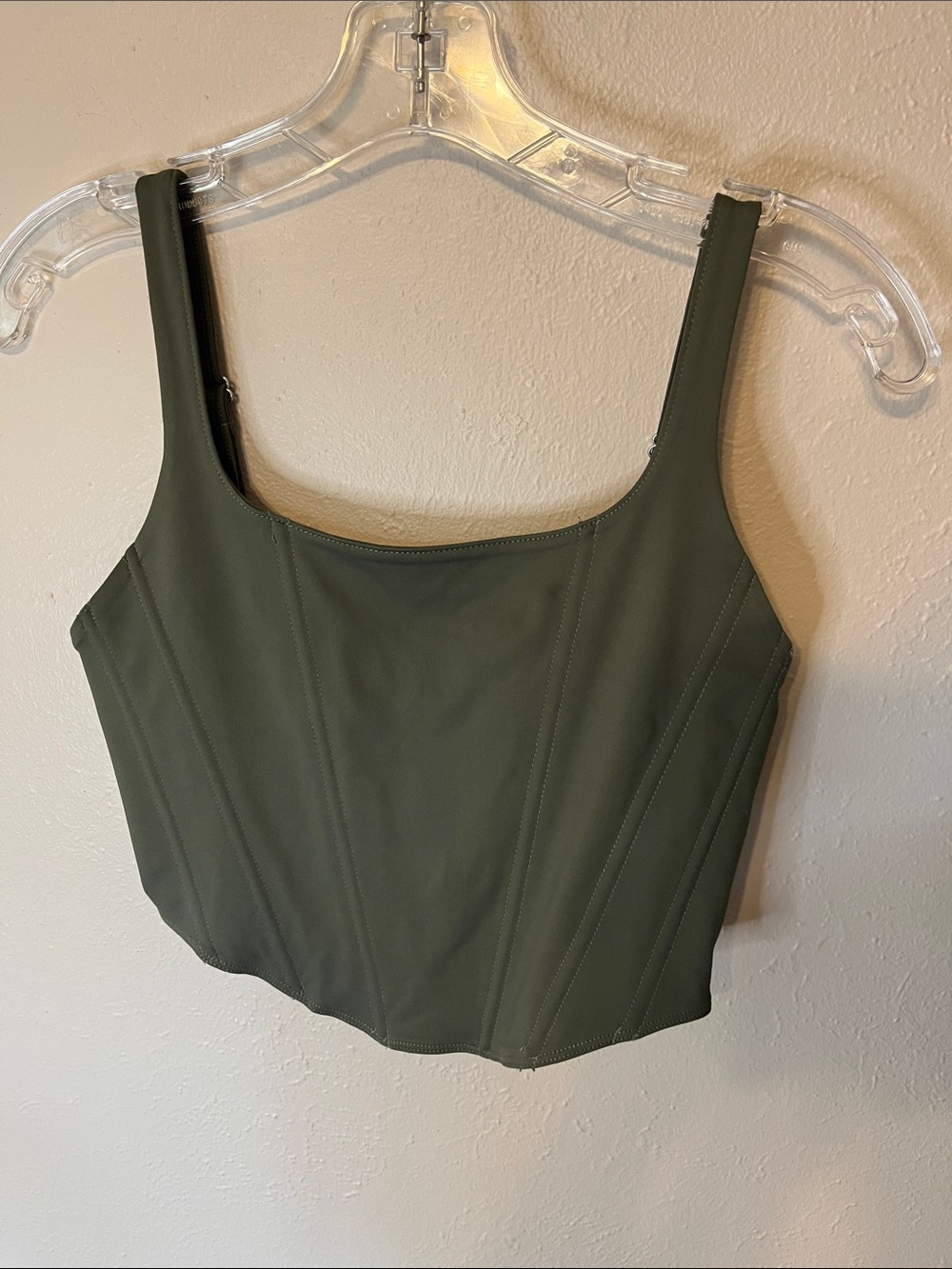 Olive Green Women's Square-Neck Crop Top